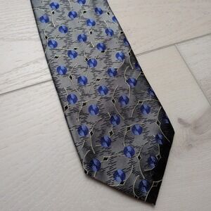 Robert Talbott Limited Edition Neiman Marcus Tie Necktie Gray Blue Circles USA